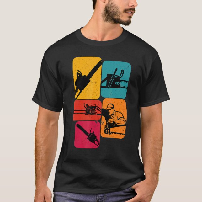 Lumberjack Logger chainsaw Retro Design T-Shirt (Front)