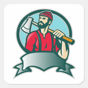 Lumberjack Logger Forester Woodcutter Square Sticker