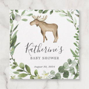 Lumberjack Moose Baby Shower Favour Tag