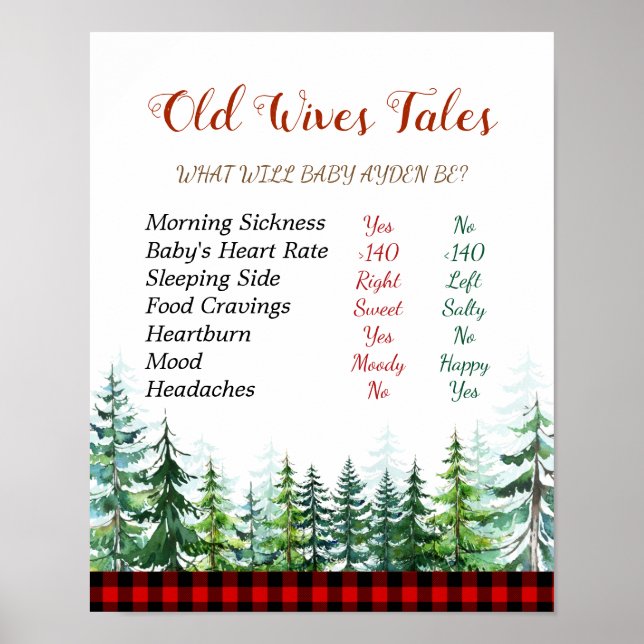 Lumberjack Old Wives Tales Gender Reveal Board Pos Poster (Front)