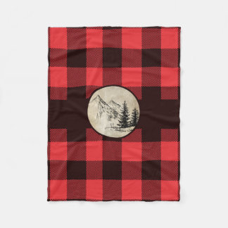 Lumberjack Plaid Fleece Blanket Mountain and Trees