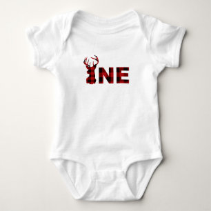 Lumberjack Plaid One   First Birthday Baby Bodysuit