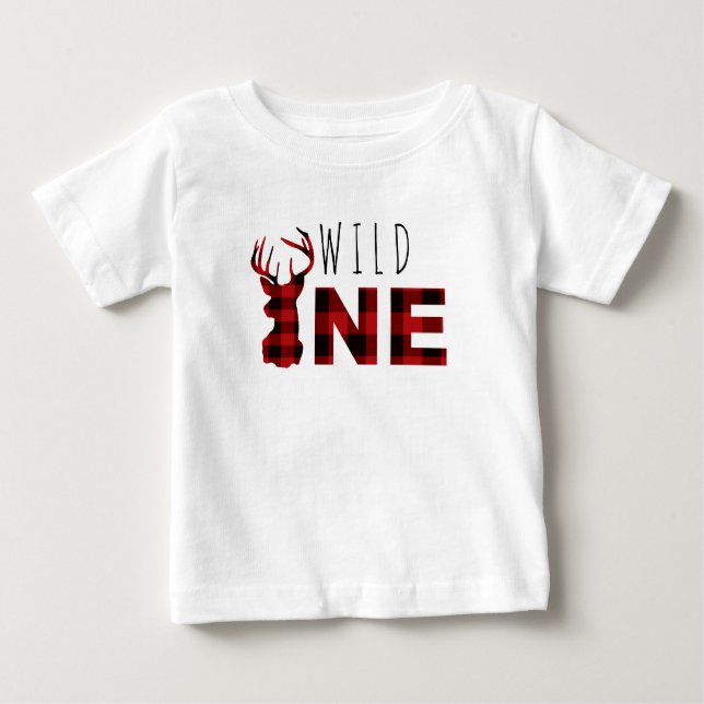 Lumberjack Plaid Wild One | First Birthday Baby T-Shirt (Front)