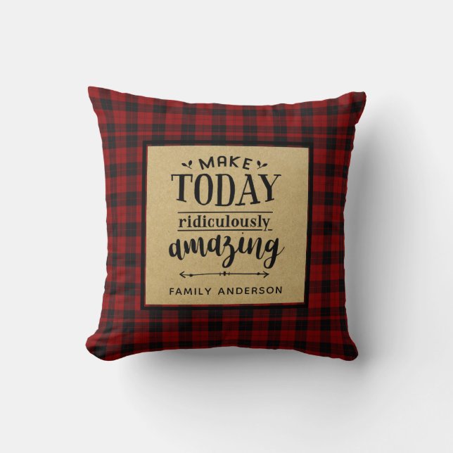 Lumberjack QUOTE Decor Make Today Amazing - Named Cushion (Front)