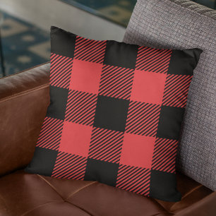 Lumberjack Red & Black Woodsman Tartan Plaid Cushion