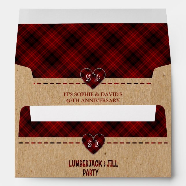 Lumberjack Red Buffalo Wedding 40th Anniversary Envelope (Back (Bottom))
