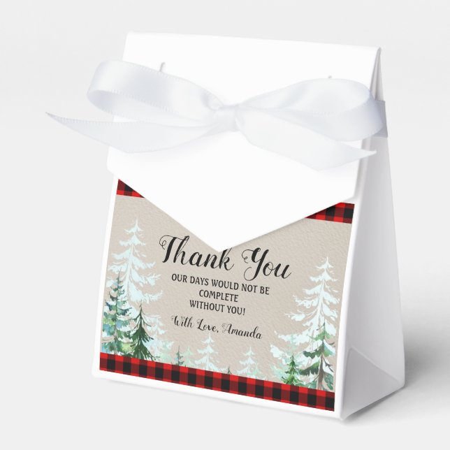 Lumberjack Red Plaid Baby Shower Favour Box (Front Side)