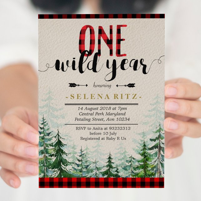 Lumberjack Red Plaid Boy First Birthday Invitation (Creator Uploaded)