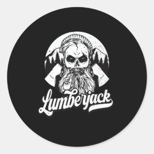 Lumberjack Skull Logger vintage Woodcutter Classic Round Sticker
