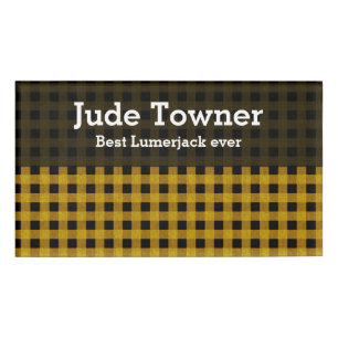 Lumberjack Style - yellow fabric + your ideas Name Tag