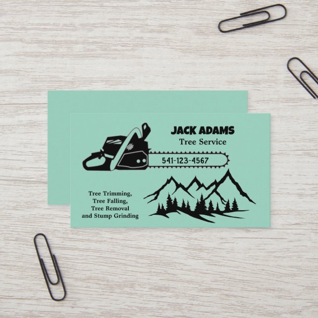 Lumberjack Tree Service Business Card (Front/Back In Situ)