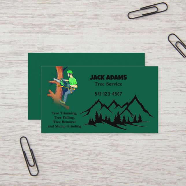 Lumberjack Tree Service Business Card (Front/Back In Situ)