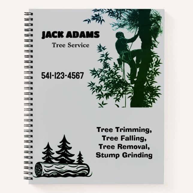 Lumberjack Tree Service Business Card Notebook (Front)