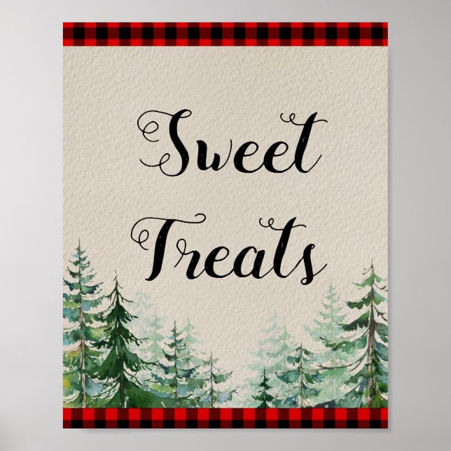 Lumberjack watercolor Sweet Treats sign (Front)