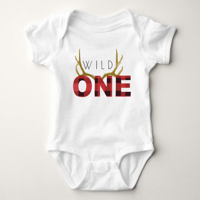 Lumberjack Wild One | First Birthday Baby Bodysuit (Front)