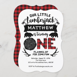 Lumberjack,  Woodland, Adventures, 1st Birthday Invitation