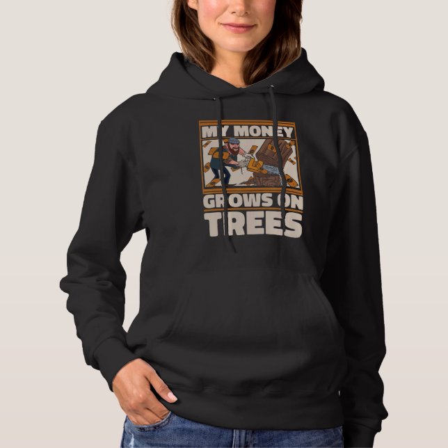 Lumberjack Woodworker Axe Chainsaw Hoodie (Front)
