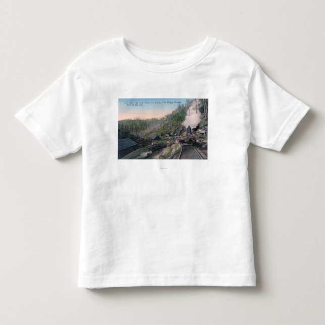 Lumberjacks Carrying Logs over Gulch by Cable Toddler T-Shirt (Front)