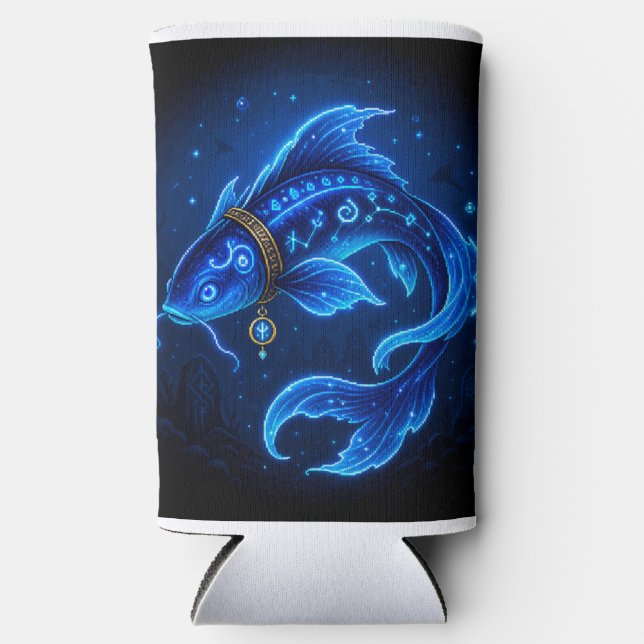 Lumenfin Neon Blue Fantasy Fish Seltzer Can Cooler (Front)