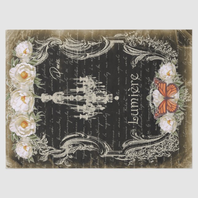 Lumière et Pivoines Chandelier & Peonies Decoupage Tissue Paper (Front)