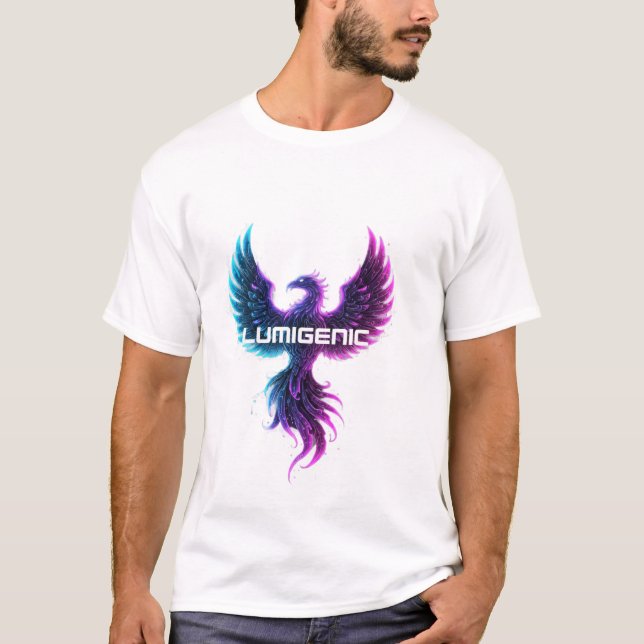 "LUMIGENIC Phoenix Rising Neon T-Shirt Design 1 " (Front)