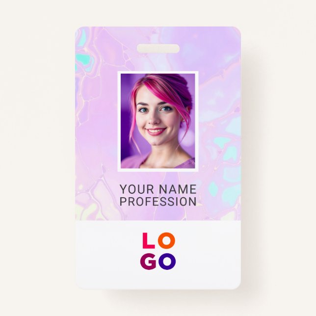 Lumina Opal Business Logo, Photo, Qr Code, Name ID ID Badge (Front)