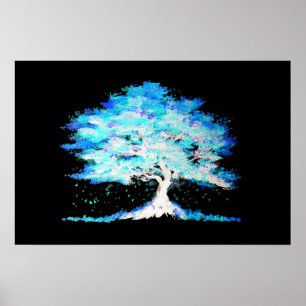 Luminescent Blue Tree Poster
