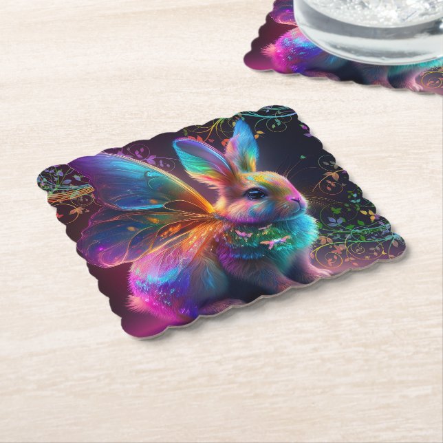 Luminescent Bunny Paper Coaster (Angled)