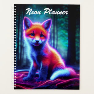 Luminescent fox animal deep dark woodland planner