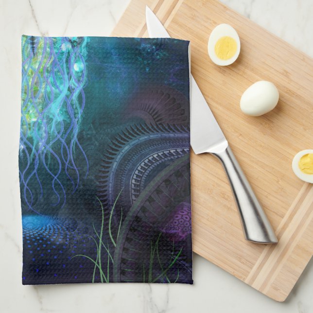 Luminescent Jellyfish Tea Towel (Quarter Fold)