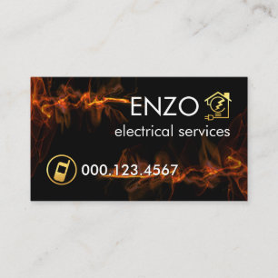 Luminescent Red Lightning Wave Electrician Business Card