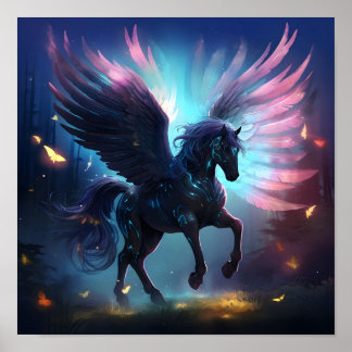 luminescent translucent pegasus winged horse poster