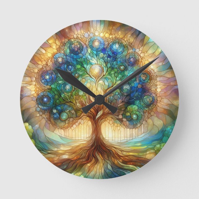 Luminescent Tree of Life  Round Clock (Front)