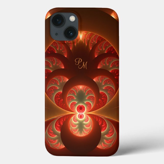Luminous abstract modern Fractal Art Initials Case-Mate iPhone Case (Back)