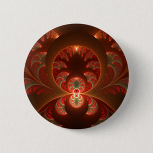 Luminous abstract modern orange red Fractal 6 Cm Round Badge