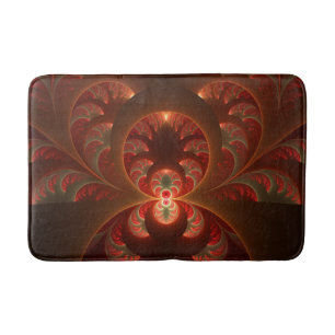 Luminous abstract modern orange red Fractal Bath Mat