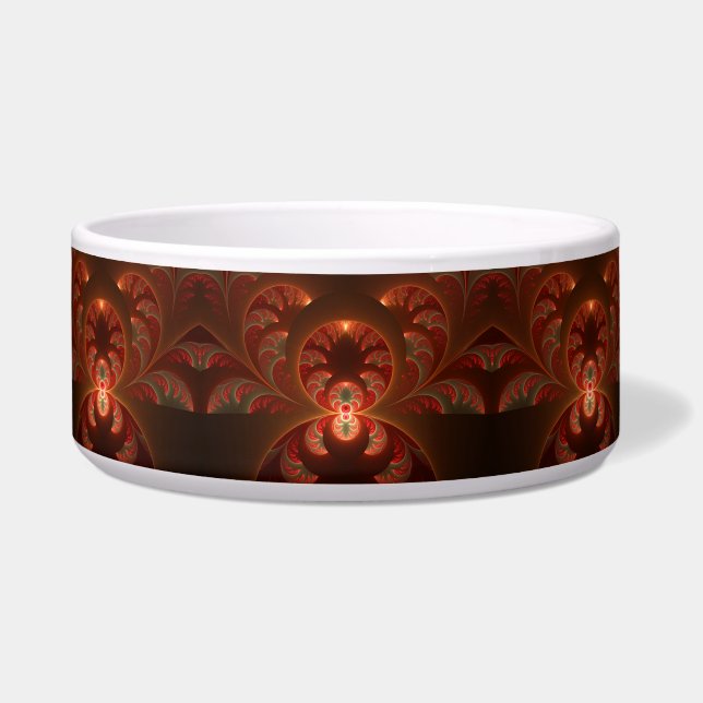 Luminous abstract modern orange red Fractal Bowl (Front)