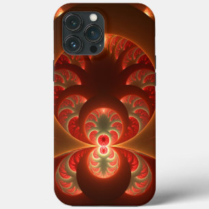 Luminous Abstract Modern Orange Red Fractal iPhone 13 Pro Max Case