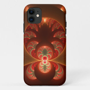 Luminous abstract modern orange red Fractal Case-Mate iPhone Case