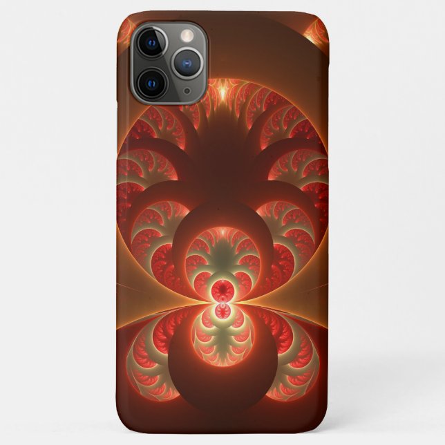 Luminous abstract modern orange red Fractal Case-Mate iPhone Case (Back)