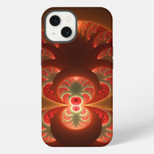 Luminous abstract modern orange red Fractal iPhone 13 Case