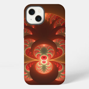 Luminous abstract modern orange red Fractal iPhone 13 Case