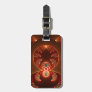 Luminous Abstract Modern Orange Red Fractal Luggage Tag