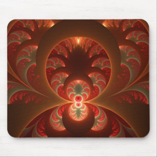 Luminous abstract modern orange red Fractal Mouse Pad
