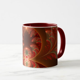 Luminous abstract modern orange red Fractal Mug