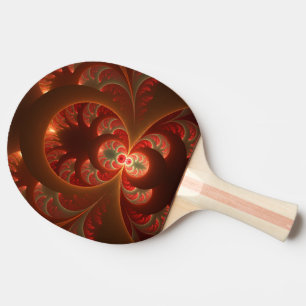 Luminous abstract modern orange red Fractal Ping Pong Paddle