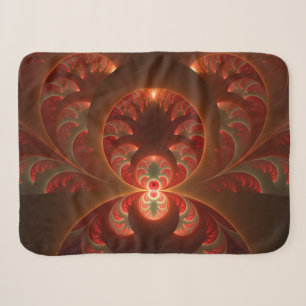 Luminous abstract modern orange red Fractal Sherpa Blanket