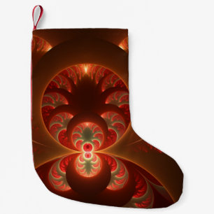 Luminous abstract modern orange red Fractal Small Christmas Stocking