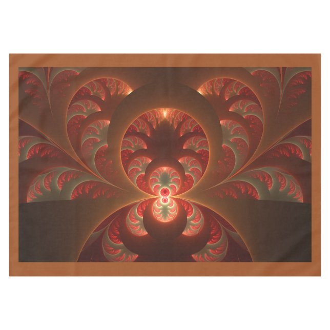 Luminous abstract modern orange red Fractal Tablecloth (Front (Horizontal))