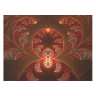 Luminous abstract modern orange red Fractal Tablecloth